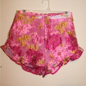 Showpo Pink and Yellow Floral High Waist Shorts